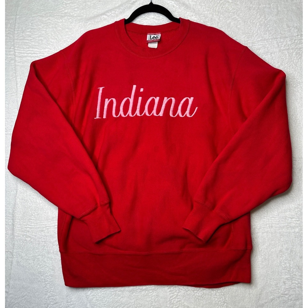 Lee Indiana Sweatshirt Mens XL Red Vintage Cross Grain Pullover